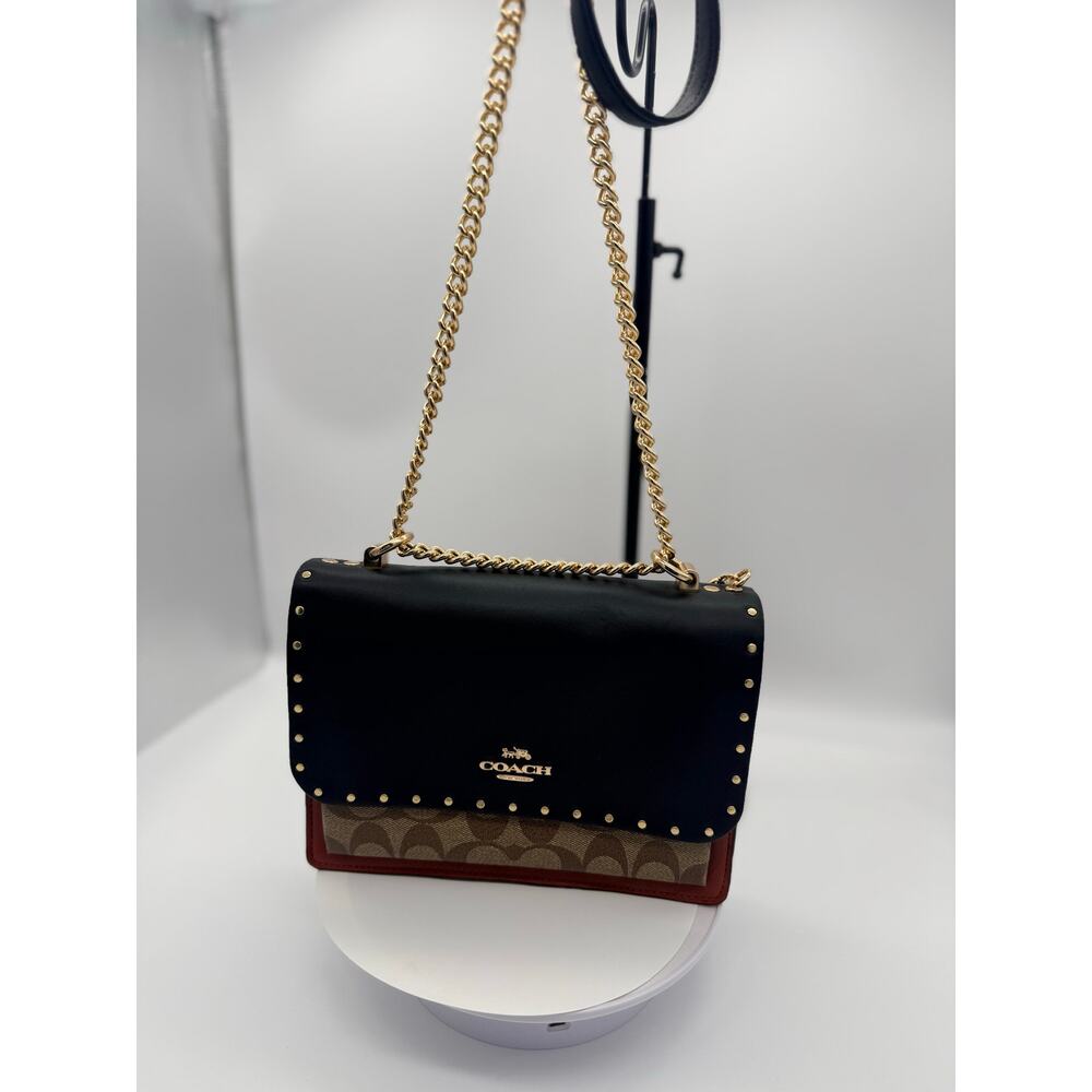 Coach Klare Crossbody Signature Canvas Rivets Black Khaki | Style 90400 - Picture 7 of 15